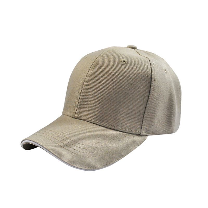 Sports Baseball Cap Angled Brim Hook and Loop Fastener Cotton Hat Adult Sportswear Accessories Saleym: khaki