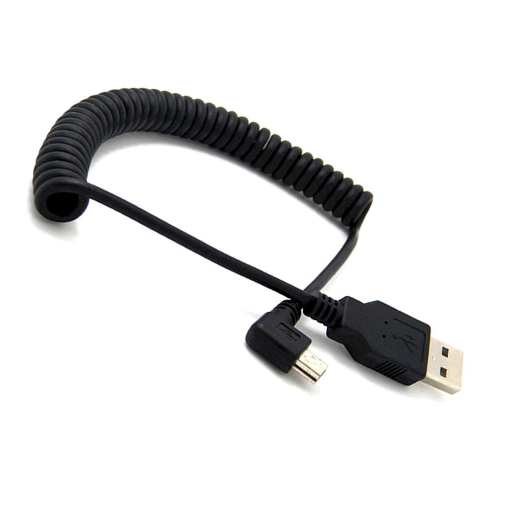 1Pc Usb 2.0 A Male Naar Mini Usb 5 Pin Haaks 90 Graden Spiraal Coiled Adapter Cord Kabel 5ft Voor MP3 Spelers Digitale Camera 'S