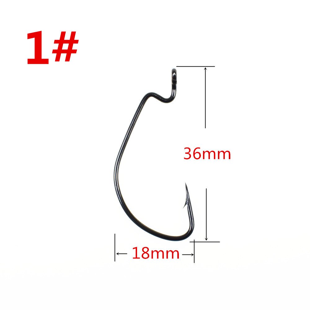 50pcs Soft Worm Lure Offset Fishing Hook Carbon Steel Wide Crank Fishhook: 1