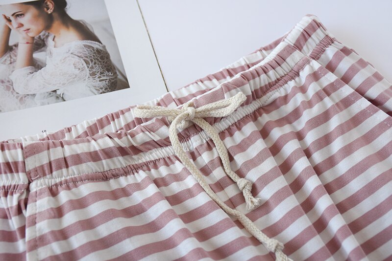 M -2xl plus size sommar dambyxor för hem pyjamasbyxor för kvinnor sovunderdel lounge wear randiga pijamasbyxor fdfklak