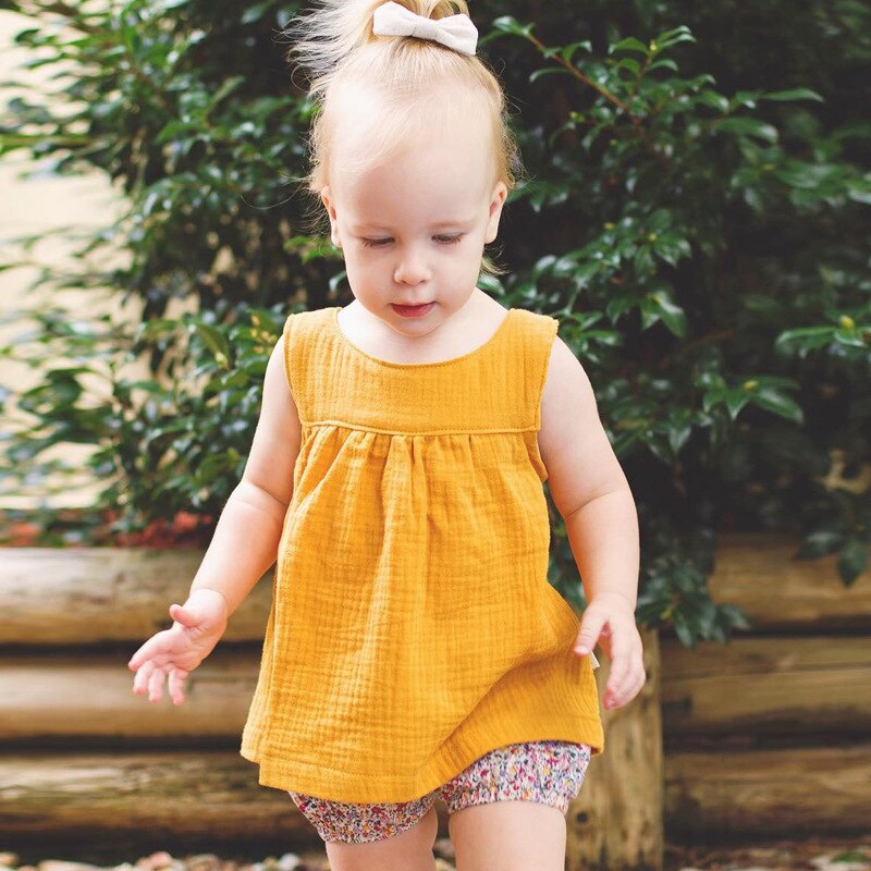 Baby Peuter Mouwloze Blouse Meisje Casual Zomer Tops Unisex Leuke Katoenen Meisjes Kleding 2022 5 Kleur Solide Kinderkleding
