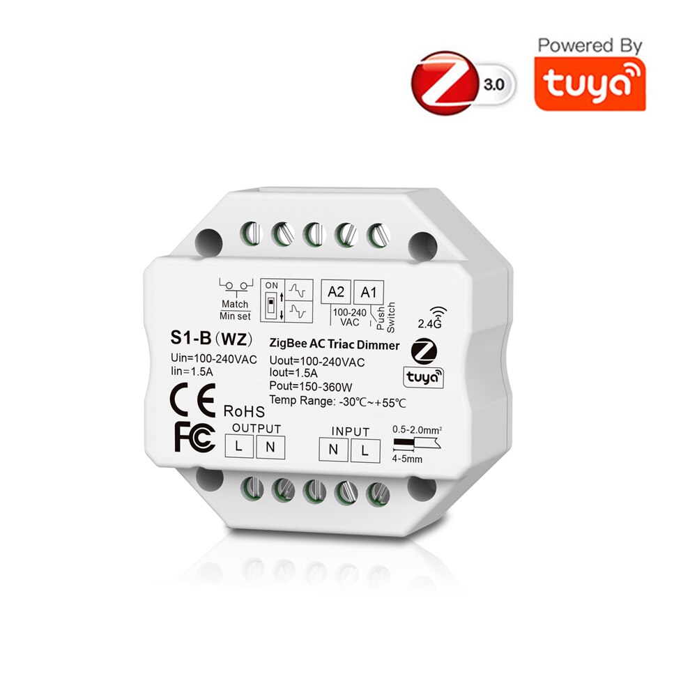 Tuya Zigbee AC Triac Dimmer 110V 220V 230V LED Dimmer Controller Push Switch DIY Module Wireless Remote Echo Plus Voice Control