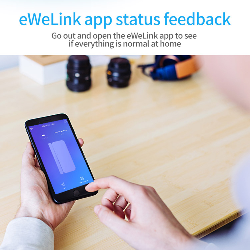Ewelink, sensore per porta wifi, app per controllo di sicurezza della porta, interruttore magnetico, sensore di apertura della porta e della finestra senza fili, funziona con alexa