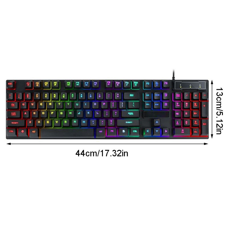 USB Wired Gaming Keyboard 104 Keys Mechanical Feeling Gamer Backlit Keyboard for Computer Laptop Universal
