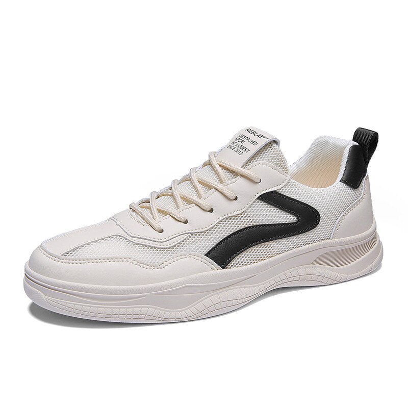 mesh breathable sports shoes men trend casual men's shoes men's comfortable breathable shoes mens casual sneakers: Black / 7