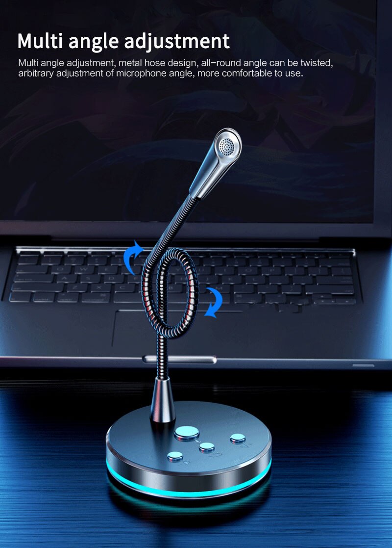 360°Adjustable USB Laptop Microphone Mini Studio Speech Microphone Stand Mic With Holder For Desktop PC Laptop Notebook Desktop