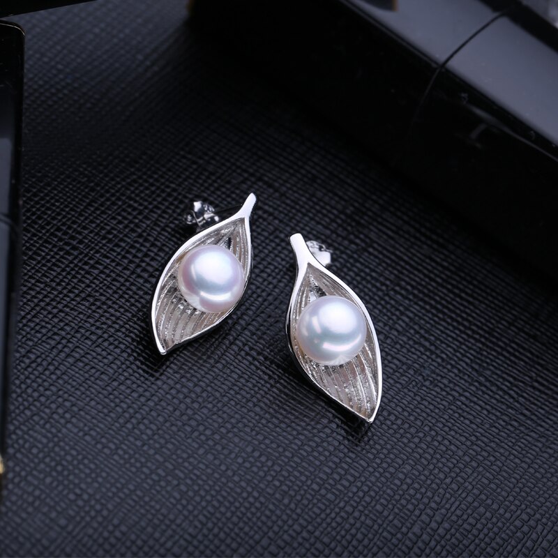 FENASY leaves leaf Necklace earings freshwater Pearl Jewelry Sets for Women S925 sterling silver Pearl Necklace Earring