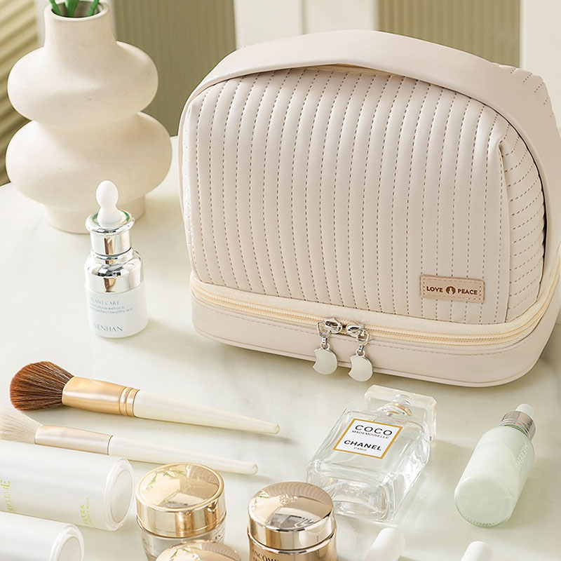 Stor makeup-pung, kosmetiktasker til kvinder, makeup-organisator, bærbar skønhedsetui, rejsetaske, toilettaske