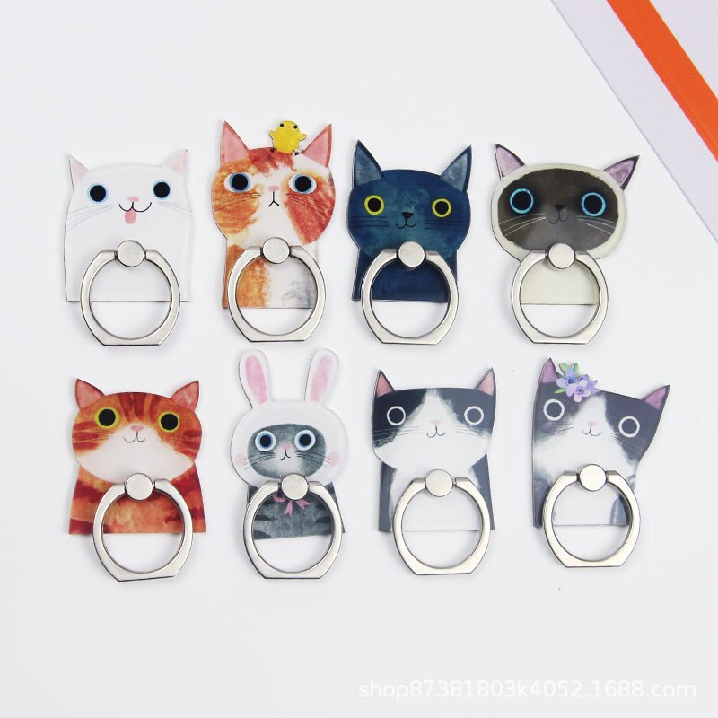 360 degrés dessin animé chat doigt anneau Smartphone support support de téléphone Mobile support pour iPhone Huawei tous téléphone