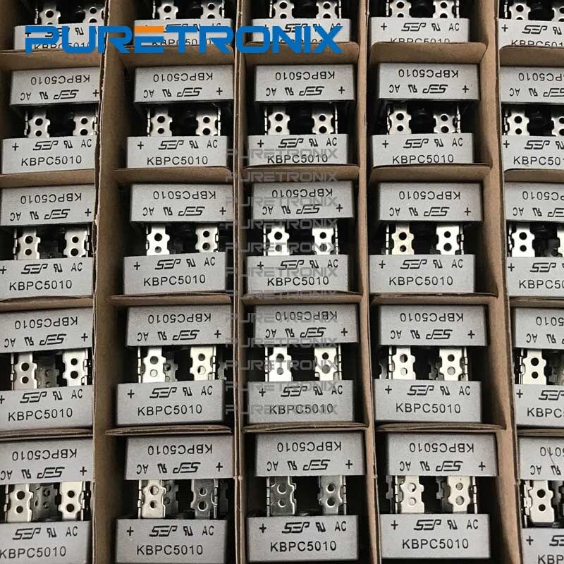 5 stk kbpc 5010 diode likeretterbro enkel 1kv 50a 4- stifts kasse kbpc