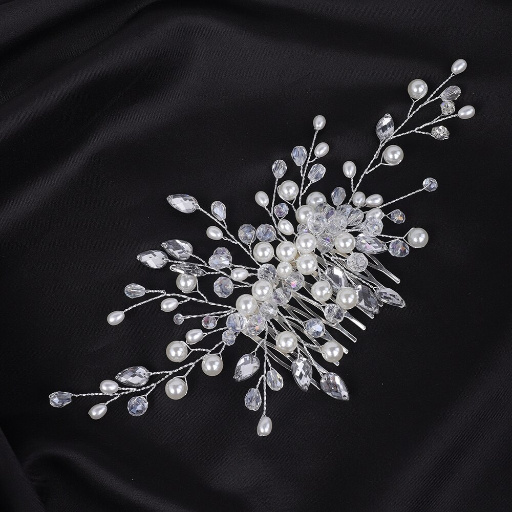 Zilveren Bruiloft Accessoires Voor Haarband Vrouwen Haar Kam Party Haar Sieraden Bruids Strass Haar Decoratie Haar Clips