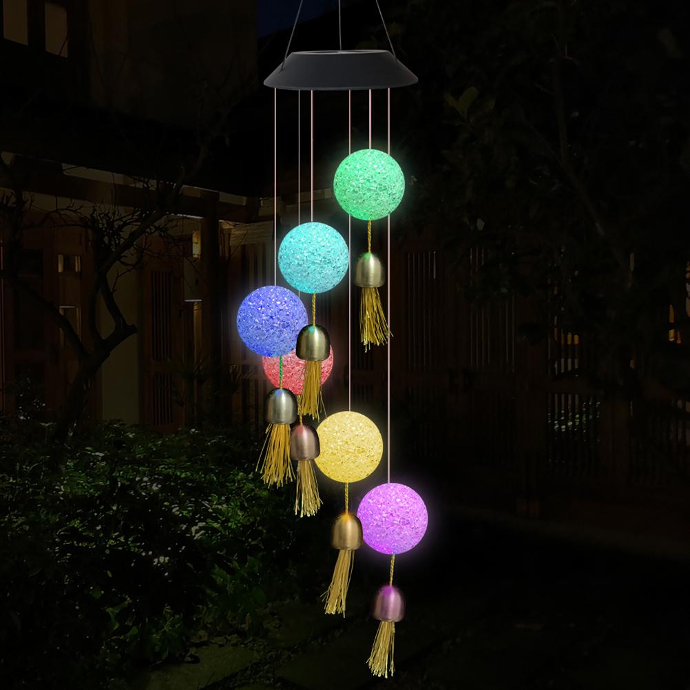 Led Solar Wind Chime Crystal Ball Waterdichte Outdoor Patio Licht Met Bells 7 Kleur Veranderende Windgong Voor Tuin Yard decor