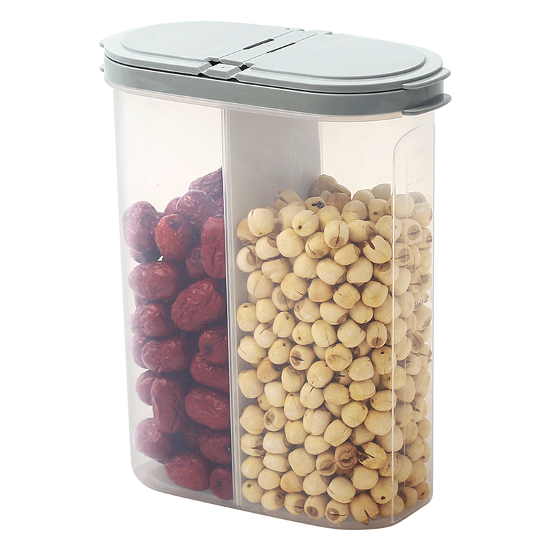 AMINNO Cereal Storage Container Plastic Cereal Dispenser Kitchen Dry Food Storage Container Oat Dispenser BPA-Free Box: Gray 2.6L