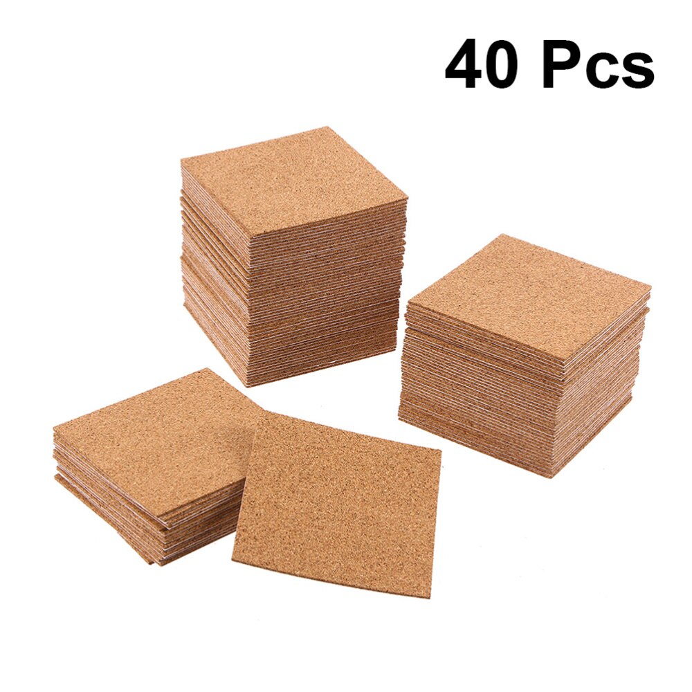36PCS 2MM Thickness Self-adhesive Cork Coasters Squares Cork Mats Cork Backing Sheets for Coasters and DIY Crafts Supplies