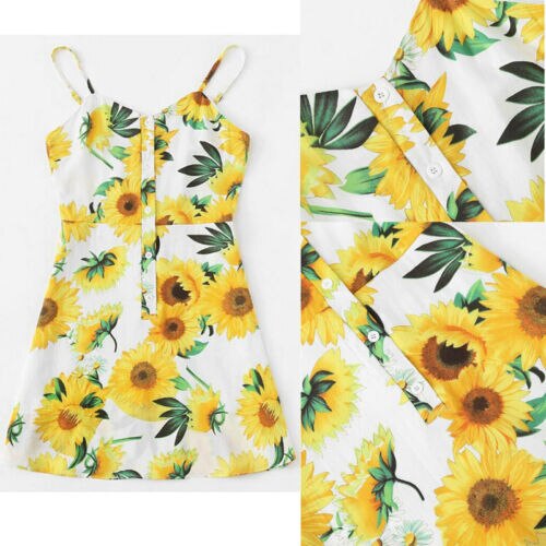 vrouwen Boho Bloemen Jurk Dames Chiffon Zomer Feestavond Strand Korte Mini Jurk Zonnejurk Nieuw in