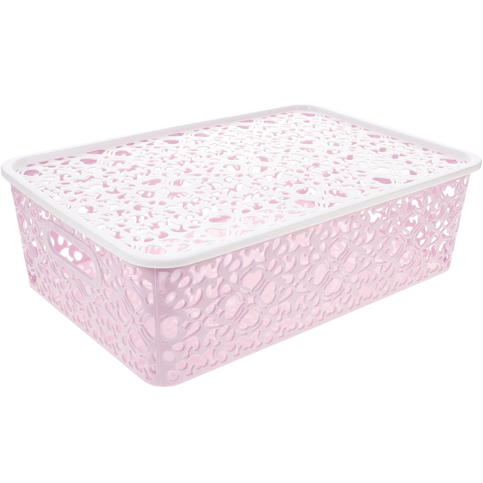 Caja de almacenamiento de plástico, contenedor de almacenamiento apilable, cesta de almacenamiento delicada hueca con tapa para ropa, juguete, suministros para el hogar: Rojo
