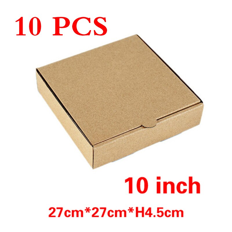 1PCS/10PCS Disposable pizza box 4-14inch pizza Carton Pizza paper box Packing Box Takeaway Kraft Square Packaging Boxes Food box: 27cm x 27cm  10 PCS