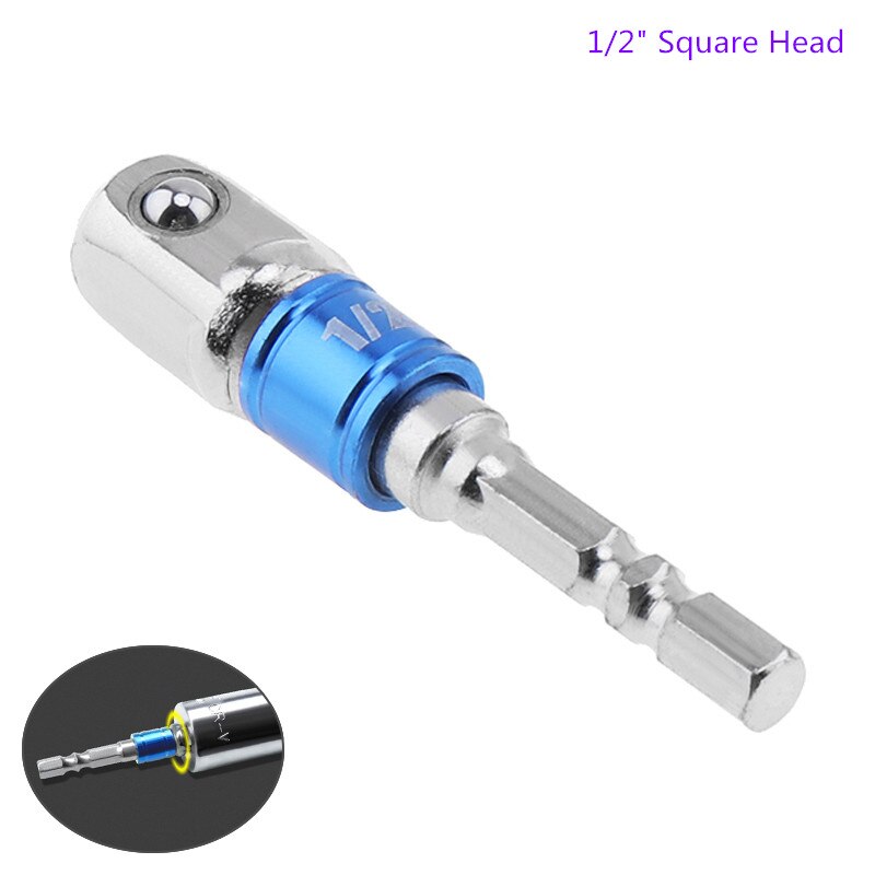 Socket Extension Conversion Adapter Hex Shank with 3/8" 1/2" 1/4" Square Head for Extension Drill Bits Power Tool: Blue