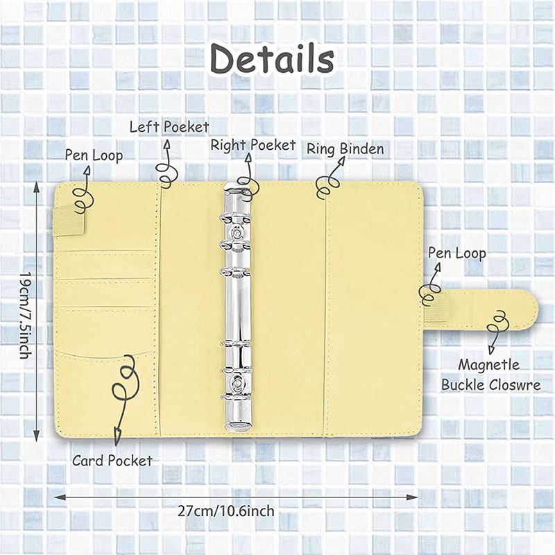 A6 Notebook Binder Budget Planner Organizer 6 Ring Binder Cover,Binder Pockets,Expense Budget Sheets Sticking Ruler