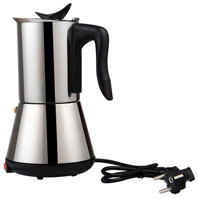 Elektrische Kachel Espresso Maker Moka Pot 6Cups Percolator Koffie Pot Elektrische Rvs Classic Cafe Maker Eu Plug: Default Title