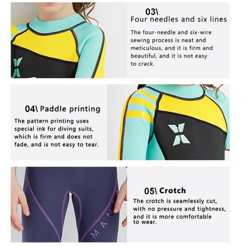 Child One-piece Diving Suit 2.5mm Surfing Wetsuit Kids Neoprene Thermal Swimsuit Wetsuits for Diving Swimming Surfing