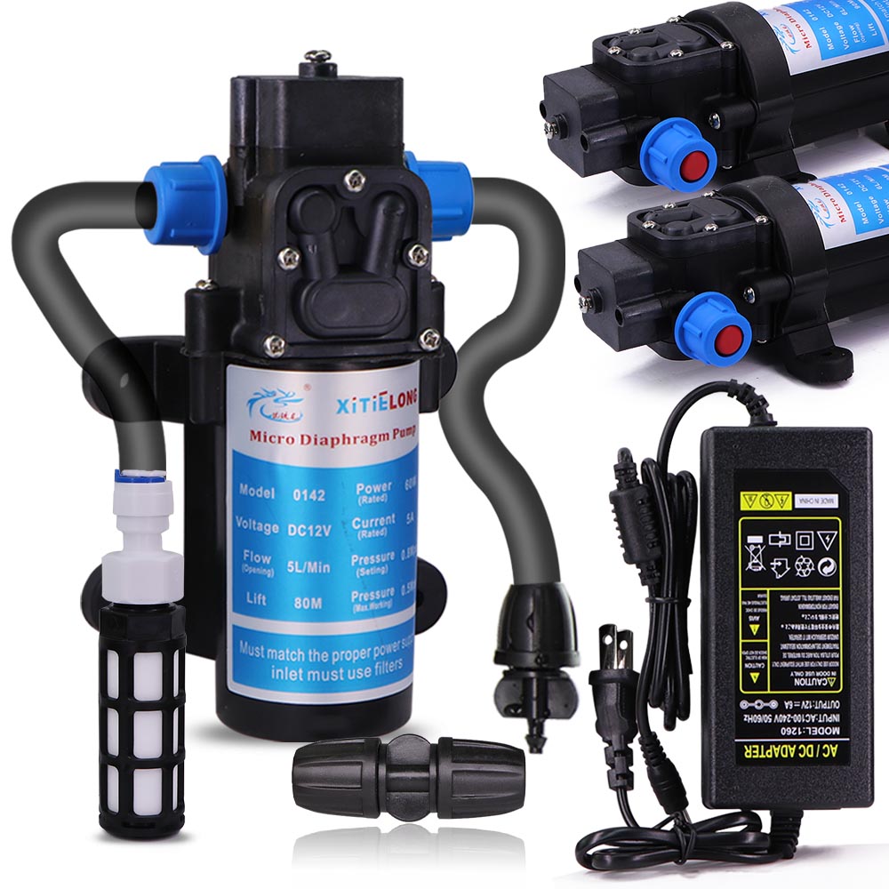 45/60/80/100W Water Pressure Diaphragm Self-priming Pump with 110-240V Power Supply Kit Garden Irrigation Agriculture Watering
