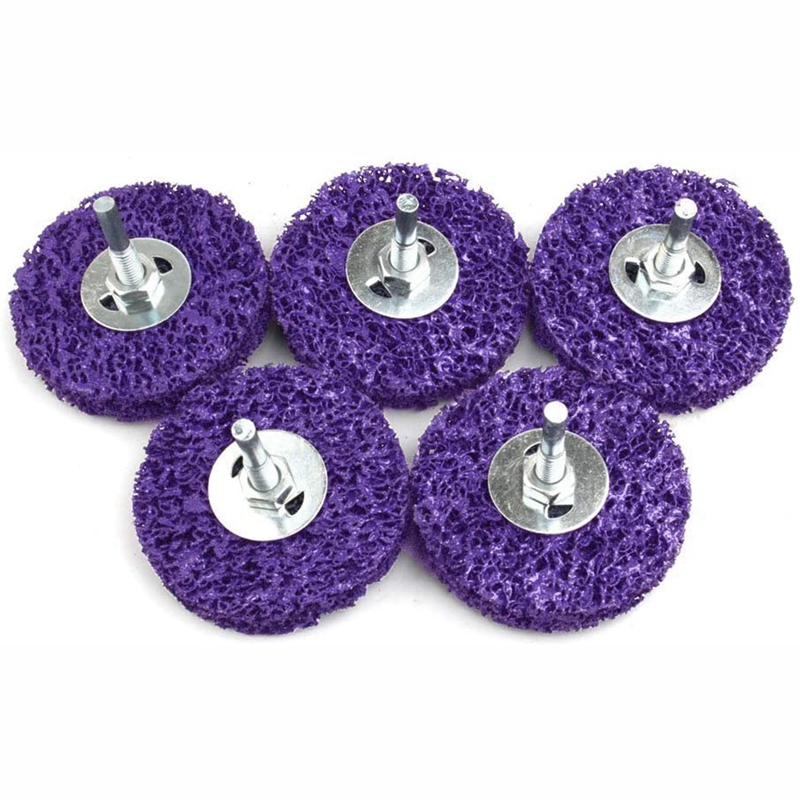 Disco de pulido de amoladora angular de 3 pulgadas para superficie de acondicionamiento, rueda de tira de polietileno con vástago de 6mm para pintura de óxido, elimina la limpieza, 5 uds.