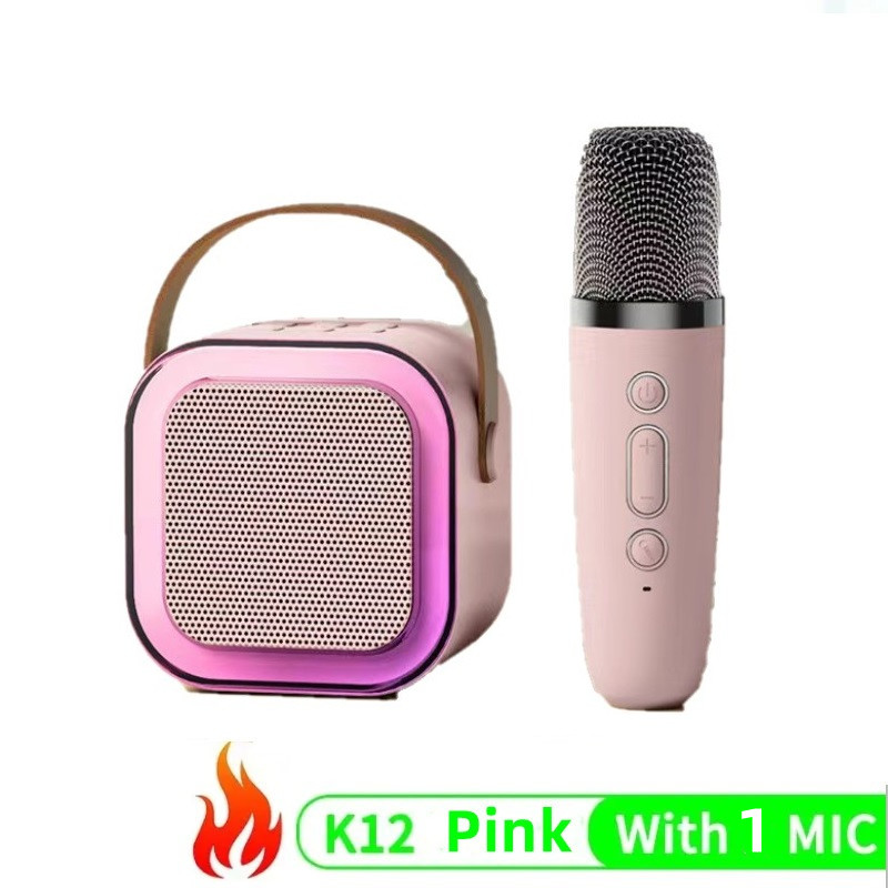 K12 Karaoke Machine Portable Bluetooth 5.3 PA Speaker System with 1-2 Wireless Microphones Home Family Singing Children's