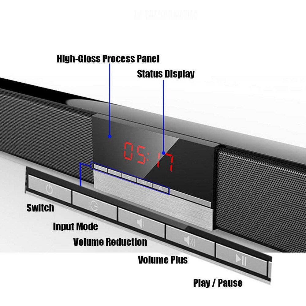 SR100 Plus Sound System Sound Bar 40W Wireless Bluetooth Sound Bar Hifi 3D Stereo Column Subwoofers Surround with Remote Control