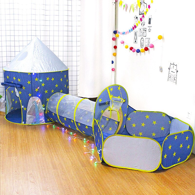 Enfants 3 en 1 tente jeu maison espace bateau tente ciel étoilé yourte tente jeu maison fusée bateau jeu petite maison fille jouets balle piscine