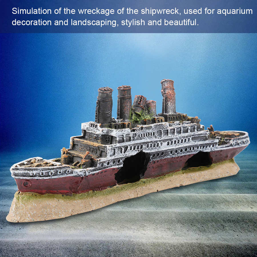 Titanic tabt ødelagt bådskib akvarium fisketank landskab dekoration ornament vrag ornamenter akvarium tilbehør