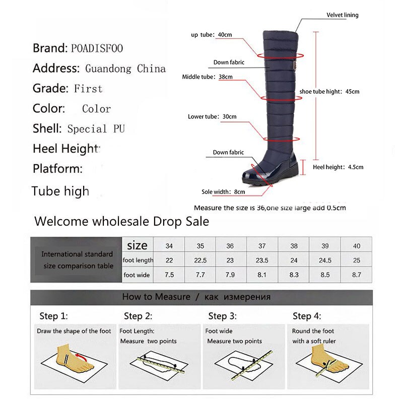 Winter Pu Warme Beneden Snowboots Mode Toevallige Vlakke Bodem 51Cm Over De Knie Katoen Laarzen Moeder katoenen Schoenen Hx