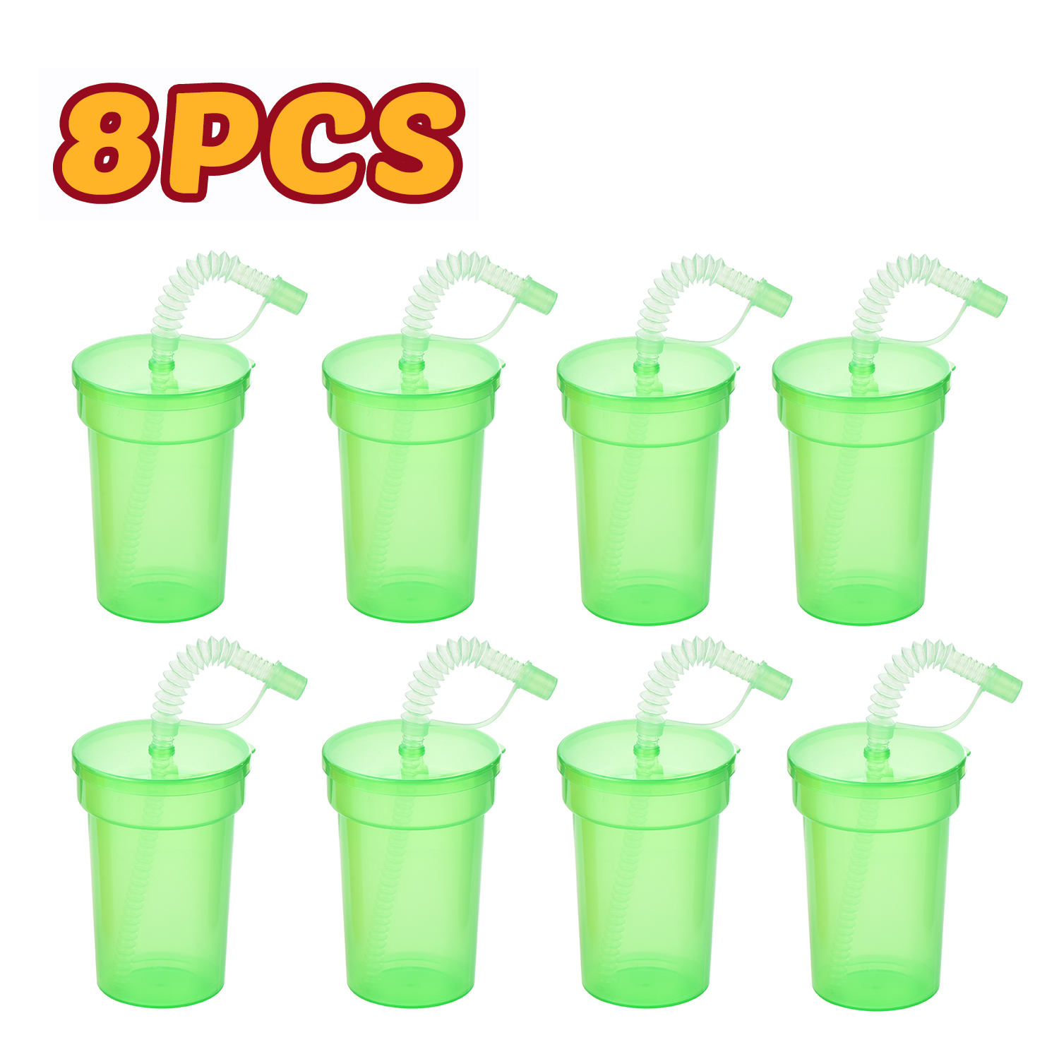 Tazas Sipper de neón: tazas coloridas y a prueba de derrames con tapas y pajitas, ideales para eventos escolares, fiestas temáticas y fiestas de cumpleaños