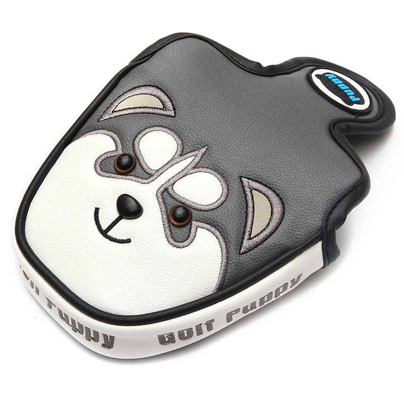 Nova mallet golf putter headcover couro do plutônio à prova de poeira adorável husky animal cabeça capa para putter