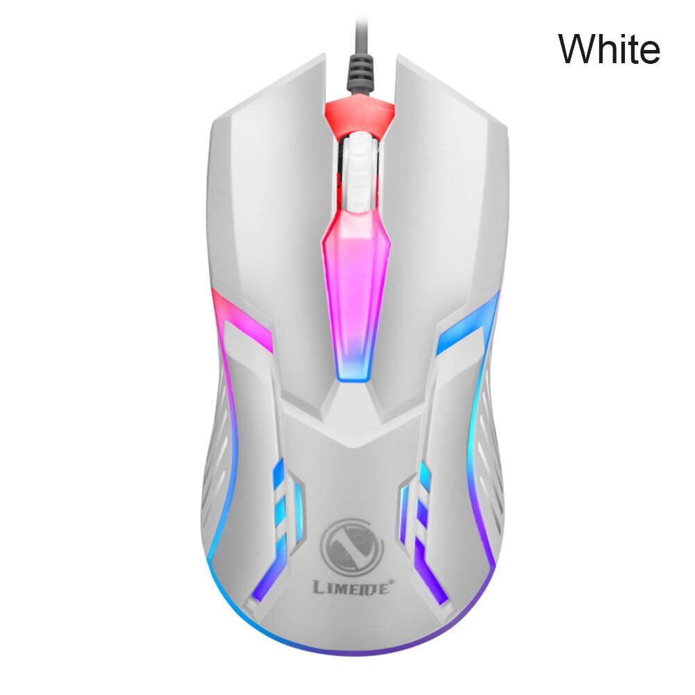 1600 dpi usb kablet gaming mus led lys baggrundsbelyst lysende konkurrencedygtig gamed mus notebook optisk computer mekanisk mus: Hvid