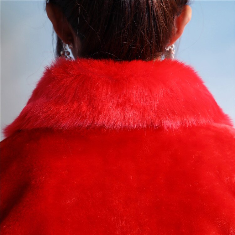 Faux Fur Bridal Wedding Wraps White Red Winter Wedding Coats Jackets Bolero For Evening Dress Warm Bridal Shawl Cape LT036