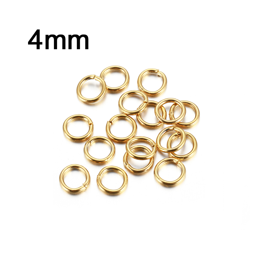 200 sztuk 100 sztuk ze stali nierdzewnej Jump pierścień 3-15mm pozłacane dzielone pierścienie do tworzenia biżuterii złącza łańcuchowe DIY akcesoria: 4mm Gold