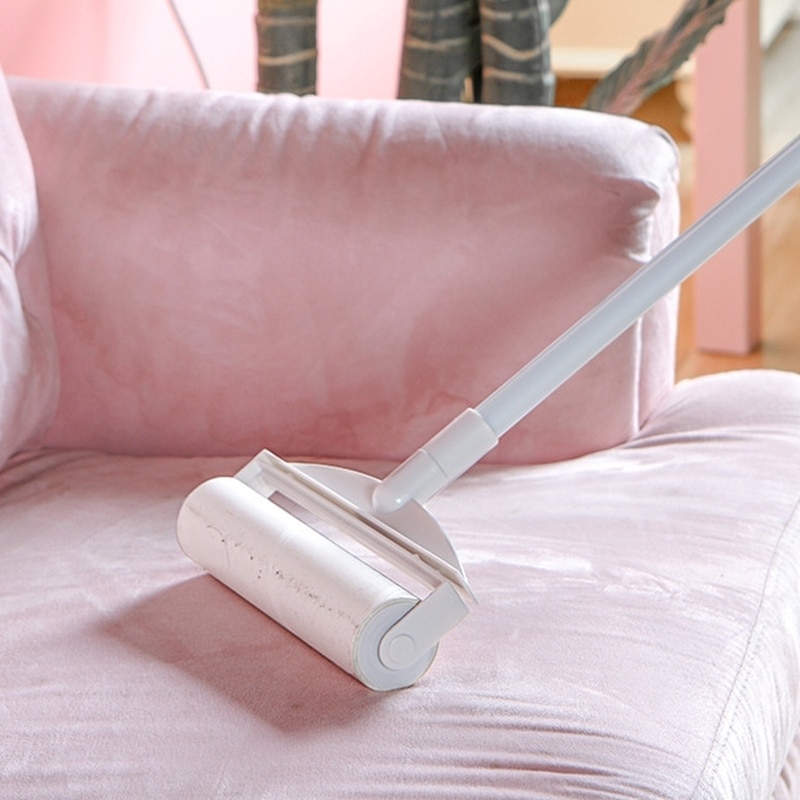 Long Handle Tear-off Sticky Paper Roller Floor Sticky Portable Retractable Roller Brush for Hair Cloth Furniture Dog Wool Sheet