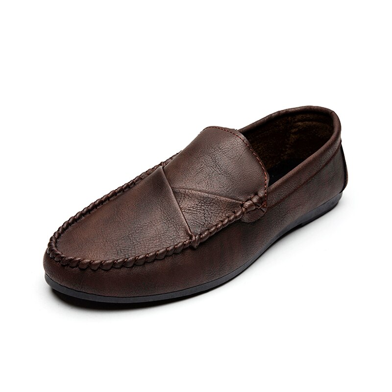Mocasines de cuero suaves y cómodos para hombre, calzado informal sin cordones, para exteriores, calzado de descanso para conducción: brown / 40