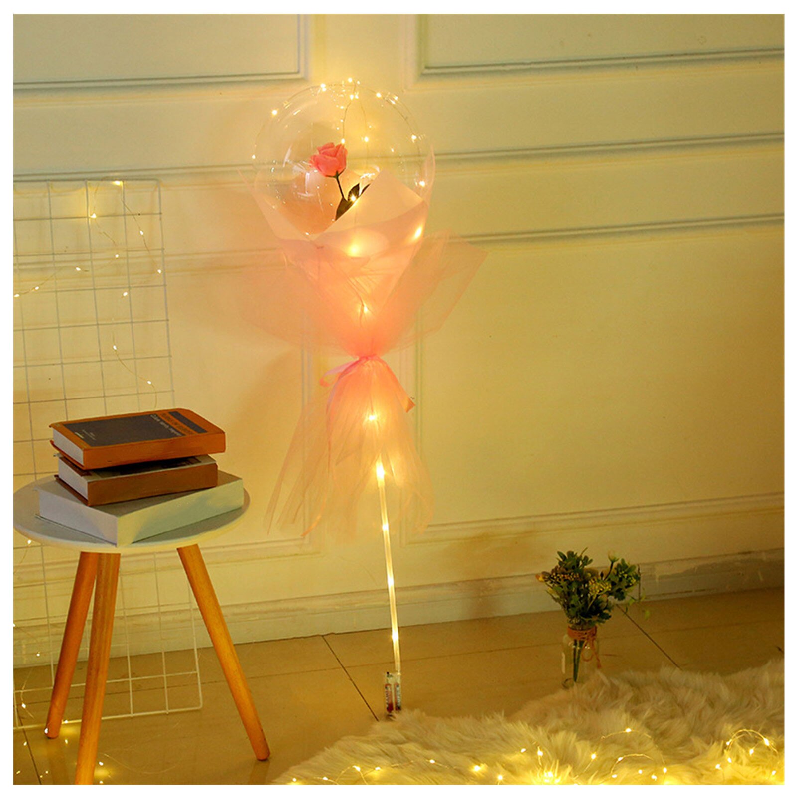 LED Luminous Balloon Rose Bouquet Transparent Ball Ball Rose Valentines Day Birthday Party Wedding Decor Balloons #42