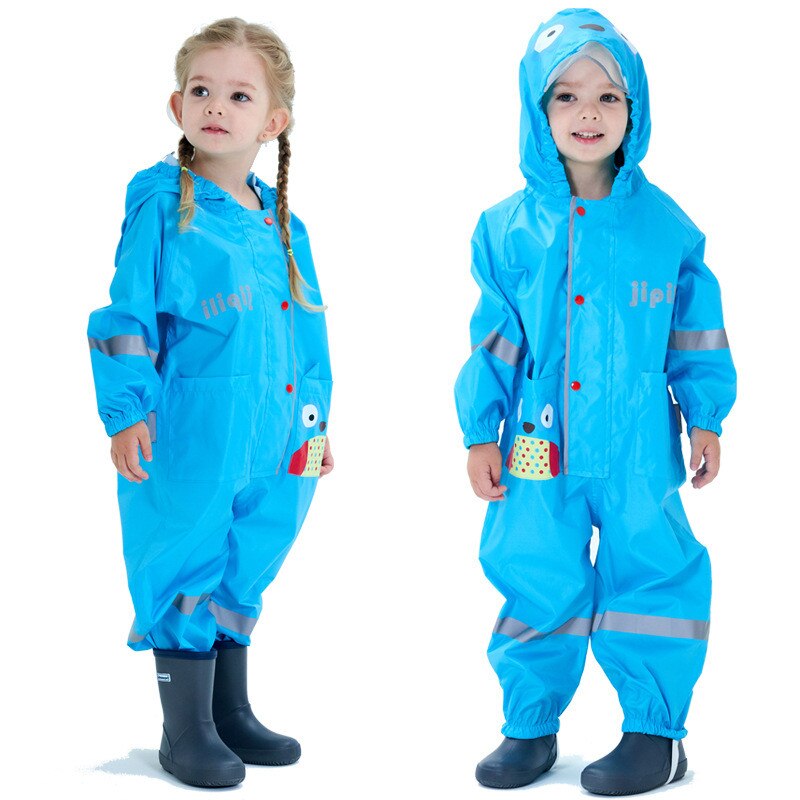 Kids Raincoat Cartoon Toddler Clothing Boys Hooded Jumpsuit For Infant Girls 1-10 Years Rainwear Children Rain Pants