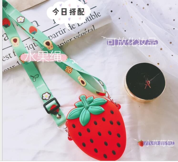 Saco de tamanho médio bonito com inclinação span abacate zero bolsa silicone abacaxi morango silicone ajustável inclinação span bag: Vermelho