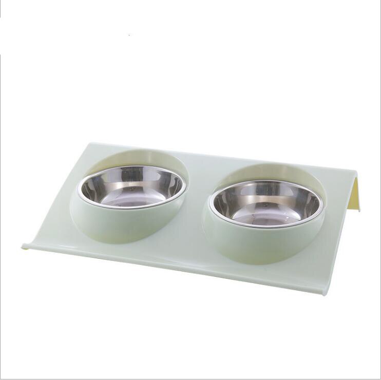 anti splash stainless steel pet bowl double bowl cat food basin dog product water basin rice basin anti overturning package: 2 / L