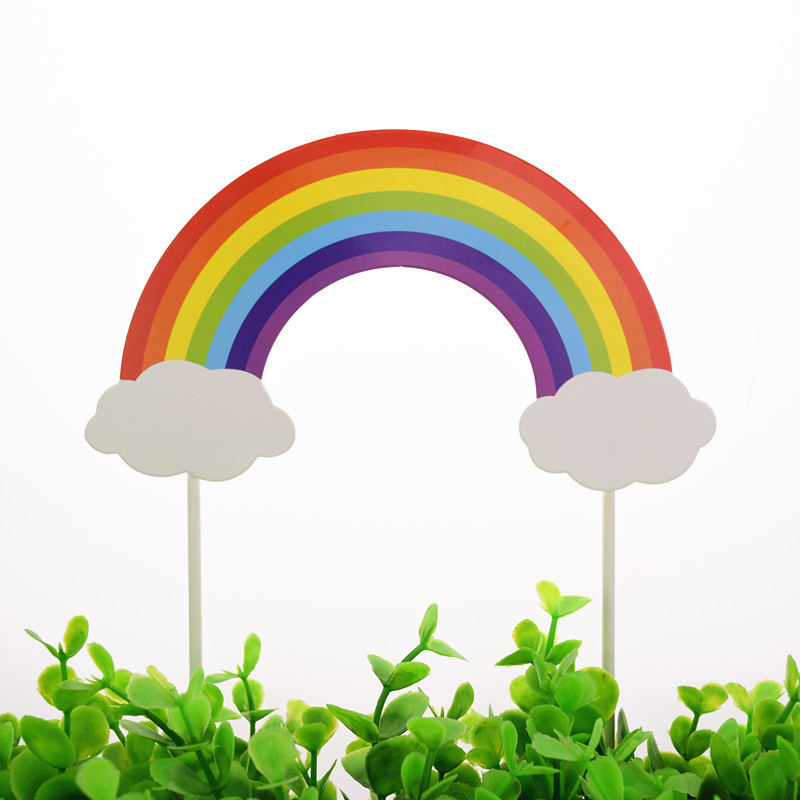 Rainbow Happy Birthday Cake Topper Flags Train With Bowtie Cartoon Animals For Birthday wedding Party Cake Baking Decor
