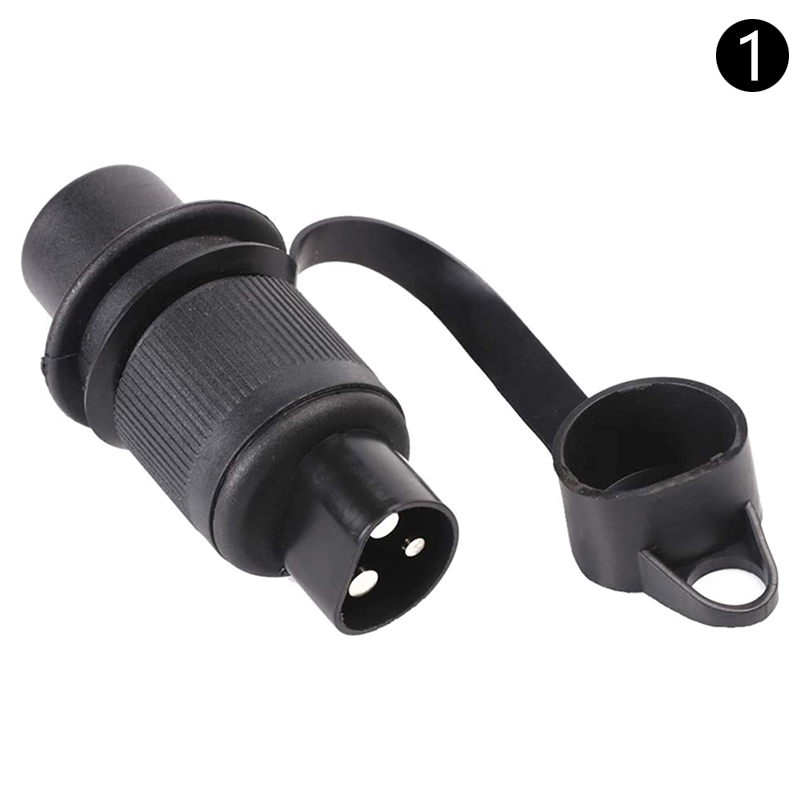 3 Pin Trailer Socket Connectors Round 3 Pole Plug-in Trailer Tractor Plug for Electrical Caravan Truck 12V: black