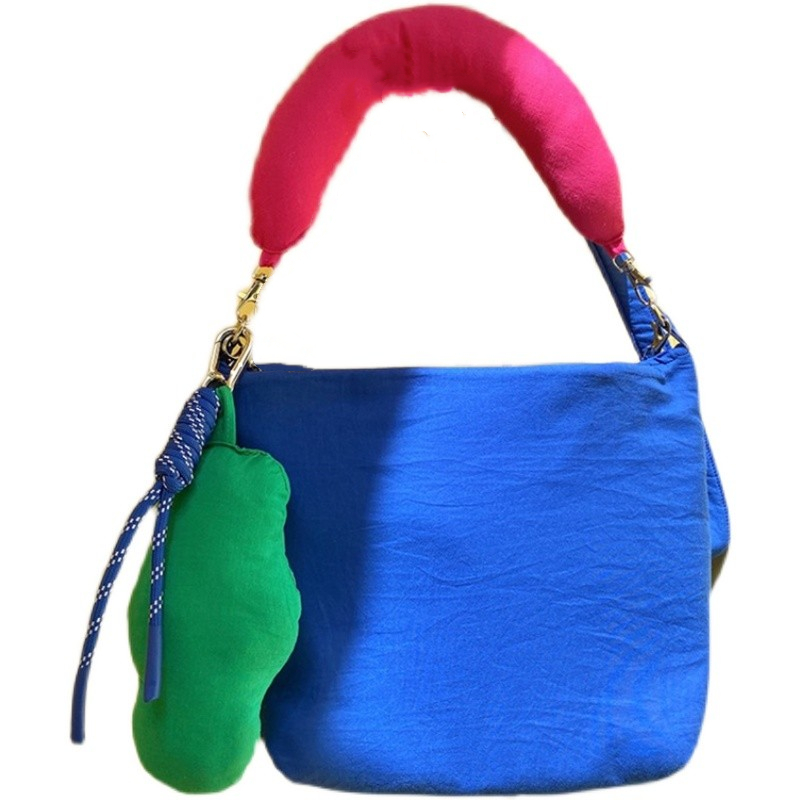 Mode Vrouwen Kleine Portemonnee Handtassen Kleur Contrast Nylon Vrouwelijke Crossbody Tas Klein Blauw Ruimte Gewatteerde Dames Schoudertassen: Default Title