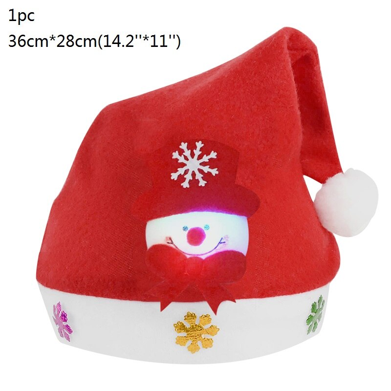 1Pc Gloeiende Sneeuwpop Herten Kerstman Hoed Niet-geweven Stof Kerst Hoeden Rode Cap Voor Kids Volwassenen xmas Supplies Party Hoed: B03-L-Snowman