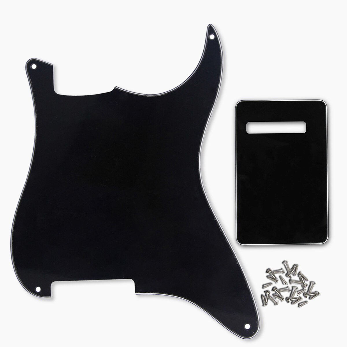 Floror – ensemble de 4 pièces de guitare électrique, matériel vierge, plaque à gratter, plaque arrière et vis, bricolage: Black 3ply