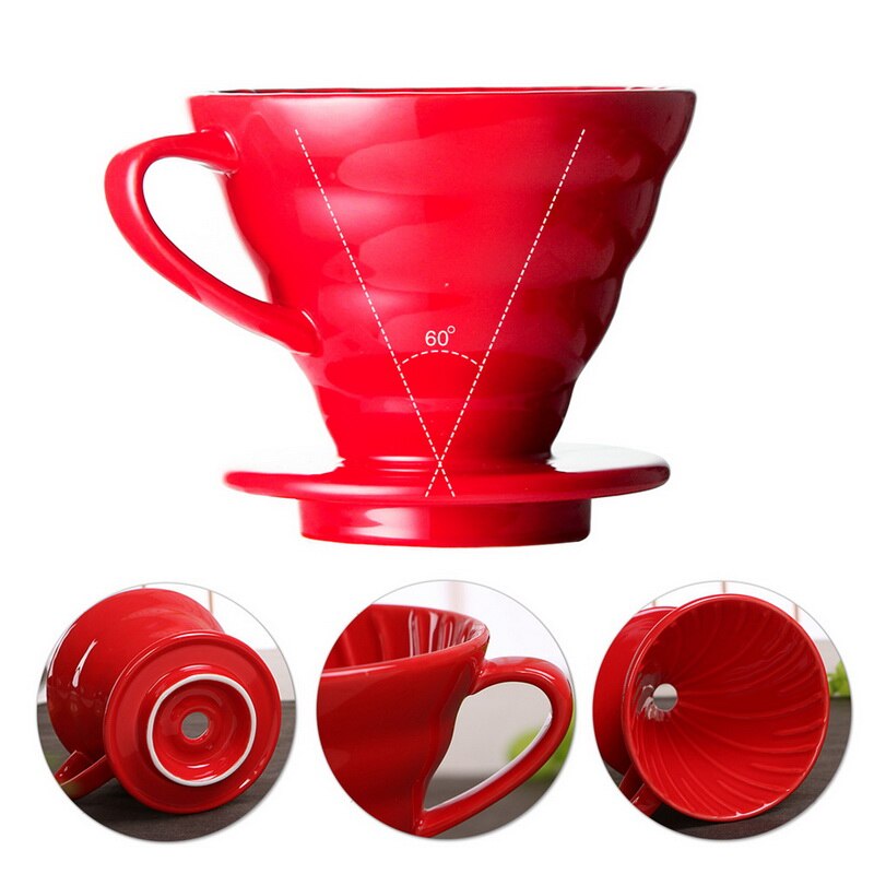 Ceramic Coffee Dripper Engine V60 Style Coffee Drip Filter Cup Permanent Pour Over Coffee Maker Brewer Separate Stand Cafe