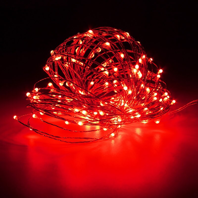 ROPIO 2M/5M LED Copper String Lights AA Battery Operated LED String Fairy Lights Christmas Wedding Party Decoration: Red / 5M 50LEDs
